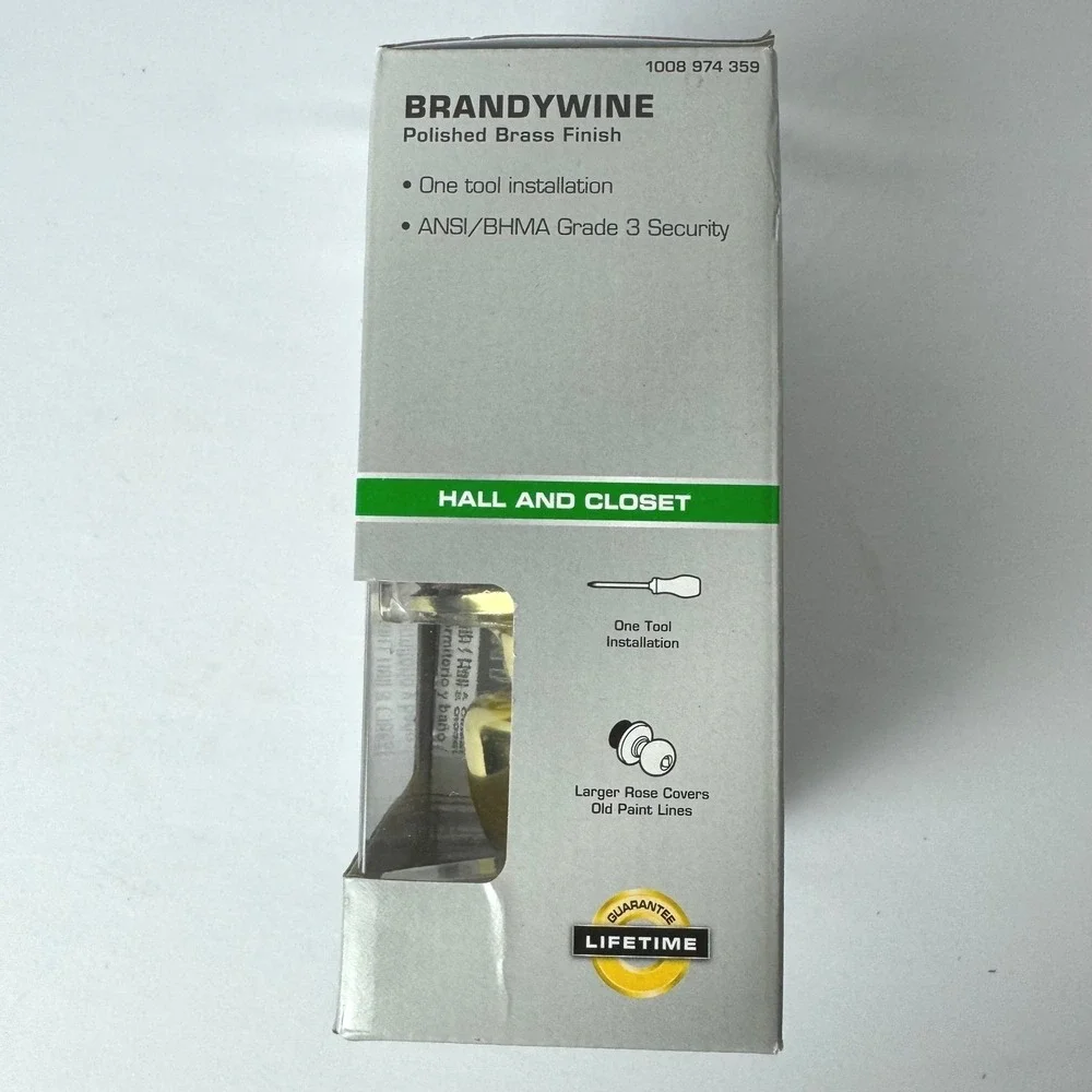 Defiant Brandywine‎ Hall Closet Door Knob Set Polished Brass Finish New
